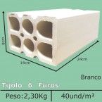 Tijolo a vista  branco 6 furos