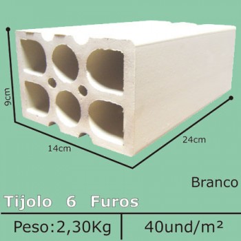 Tijolo a vista  branco 6 furos
