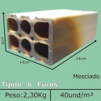 Tijolo a vista  branco 6 furos Mesclado